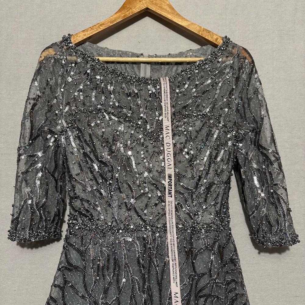 NWT Mac Duggal Embellished 3/4 Sleeve A Line Dress - size 4 - Picture 6 of 8